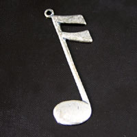 39x10mm Sixteenth Note-Musical Note Charm, Classic Silver, pk/6