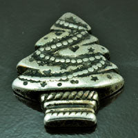 69mm Christmas Tree Ornament, vintage silver finish, each