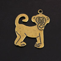 20x21mm Monkey Charm, Vintage Brass, pk/6