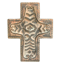 Antique Brown Ceramic Cross, 7.75x5.75 in