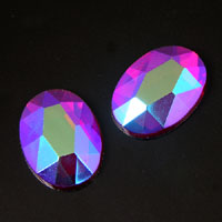 18x13mm Oval Faceted Flatback Acrylic Stones, Ruby  pk/2
