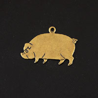 21mm Vintage Gold Pig Charm, pack of 6