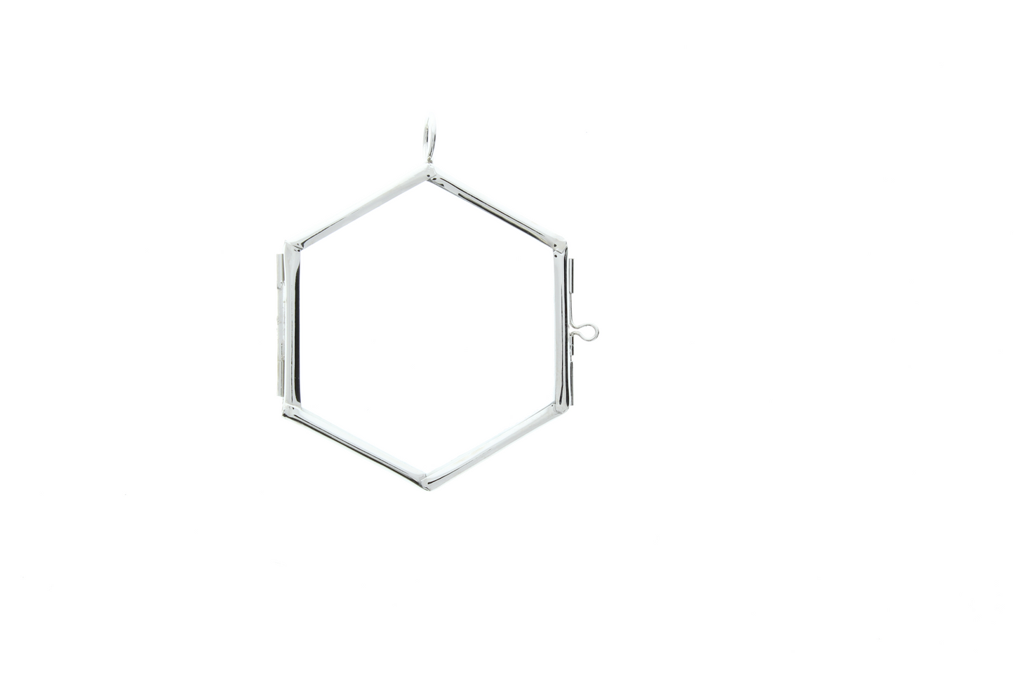 Hexagon Pendant locket , silver  finish , pack of 6 ea