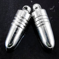 18mm x 6mm Bullet Shape Drop for Chain Necklace Extenders, Silver tone, pack of 6