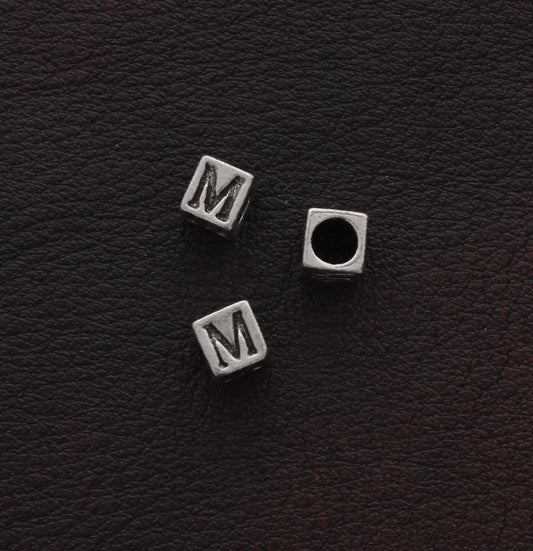 8mm Cast Metal Alphabet Bead, M, pack of 12 08830/M