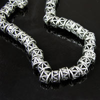 11x7.5mm Antiqued Silver Collar Beads w/8mm hole, 12in strand