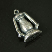 19x13mm Vintage Lantern Charm, Classic Silver, pk/6