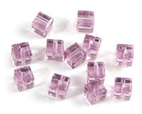 Swarovski Crystal 4mm  Square Beads, Light Amethyst, Sold by Dozen