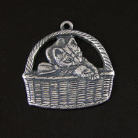 19x19mm Sm Kitten in Basket, Right, Classic Silver, pk/6