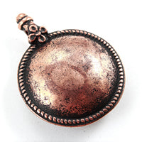 38mm Bordered Puff Round Pendant, Antique Copper, pack 6