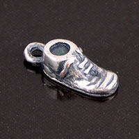 16x6x5mm Baby Shoe Charm, w/3mm set, Classic Silver, pk/6