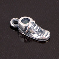 16x6x5mm Baby Shoe Charm, w/3mm set, Classic Silver, pk/6