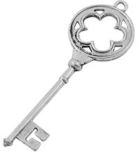 77mm Tiffany Inspired Skeleton Key Charms, classic silver, pack of 12