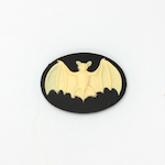 Flying Bat Cameo Cabochon, Oval 25x18MM, Cream on Black, Pack of 3