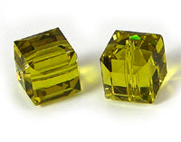 Swarovski Crystal 8mm Square Beads, Lime Green, pack of 2