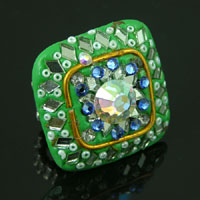 35mm(1.38in) Madras Mosaic Green Mirrored Ring, each