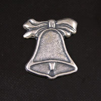 16x14mm Bell-n-Bow, Classic Silver Metal Charm, pk/6