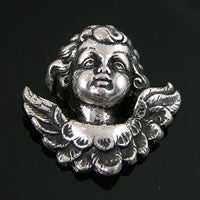 40mm Cherub Charm Flatback, Antique Silver, 2each