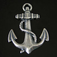 36x26mm Anchor Charm/Pendant, Classic Silver, ea.