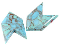 17x11mm Turquoise Chevron Cabochon, matrix lucite,  flat back, pack of 12