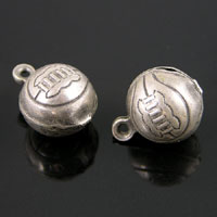 11mm Puff Basketball, Antiqued Silver, pack of 6