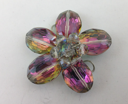 Crystal Wire formed flower brooch, ea