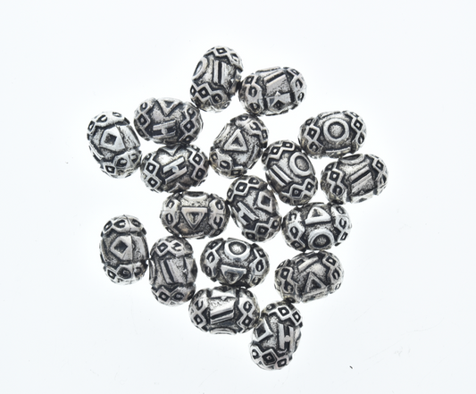 20x15mm Whimsical Oval, Antiqued Classic Silver Beads, str