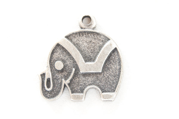 14mm Vintage Silver Elephant Charm, 6 pack