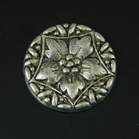 27mm Round Flower Crest Antiqued Silver Flat Back, pk/6
