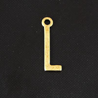 15x6mm L Letter Charm, Vintage Brass Metal Stamping, pk/6
