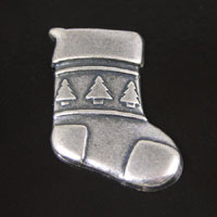 35mm Christmas Stocking Stamping, Classic Silver, pack of 6