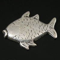 50mm Fish Jewelry Cabochon Component, Flat Back, Antique Silver, pack of 6