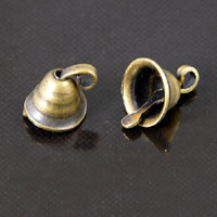 6mm Round Bell Charm, Vintage gold, Pack of 6