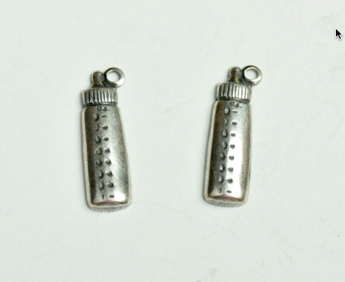 Baby bottle Charm with Ring, sold in packs of  6 each