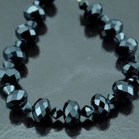 7.5in Bracelet, 12mm Rondelle & 6mm Bicone Crystals, Jet(black), ea