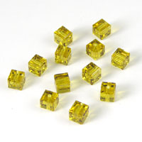 Swarovski Crystal 4mm Square Beads, Lime, Sold by Dozen