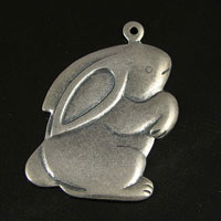 20x30mm Bunny Rabbit Easter Charm, Classic Silver pk/6