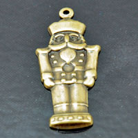 34x14mm Nutcracker Christmas Charm, Vintage Brass, pk/6