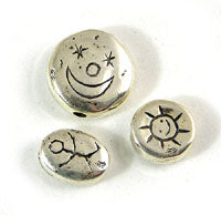 15mm, 12mm, 10mm, 3 piece Bead Set, Classic Silver, pk/3