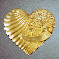 49x47mm Brass Vintage Bouquet Heart pk/3