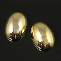 14x10mm Gold Oval Acrylic Cabochon, Black Back, pack of 12