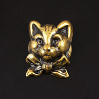 23x17mm Cat Face metal stamping, Antiqued Gold pk/6