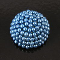 25mm Blue Beaded Round Dome Flatback, Pk/4