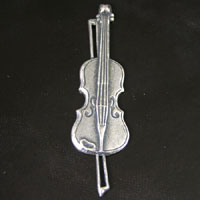 56x15mm Fiddle-Violin Charm, Classic Silver Metal Stamping, pk/6