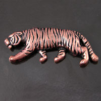 70x25mm Tiger Flat Back Antiqued Copper, pk/2