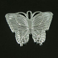 28x20mm Butterfly Charm Stamping, Bright Silver, pk/6