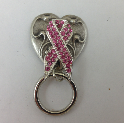 Breast Cancer Ribbon "Find the Cure" Nurses Badge clip holder, Magnetic