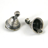 9mm Round Bell Charm, Vintage Classic Silver, pk/6