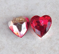 15x14mm 3-D Clear Acrylic Faceted Heart Stone, pk/12
