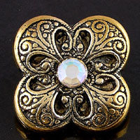 31mm Antiqued Gold w/crystal Vintage Button, ea